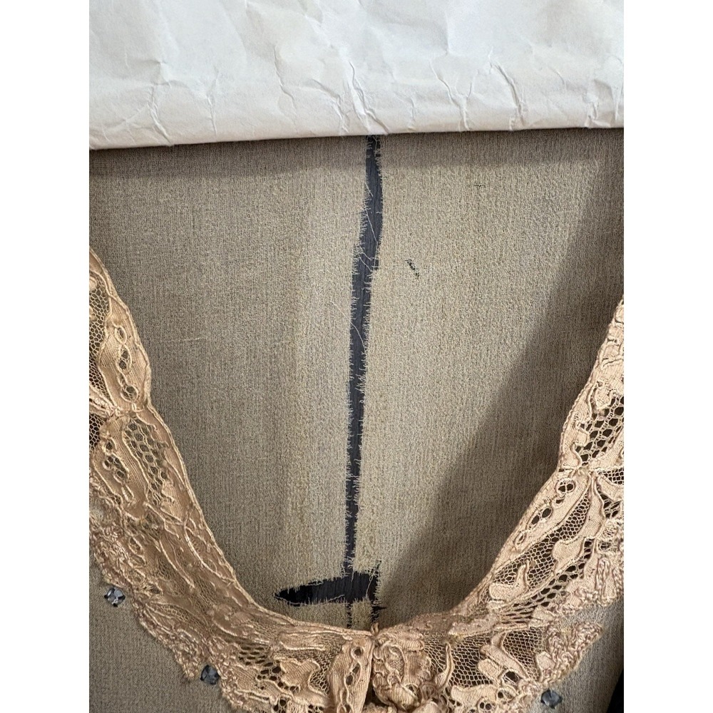Black Ivory Lace Silk Mesh Sheer Beaded Late 1920s Flapper Dress Antique FLAWS - Picture 4 of 13